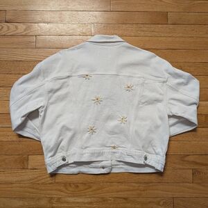 Embroidered White Denim Jacket